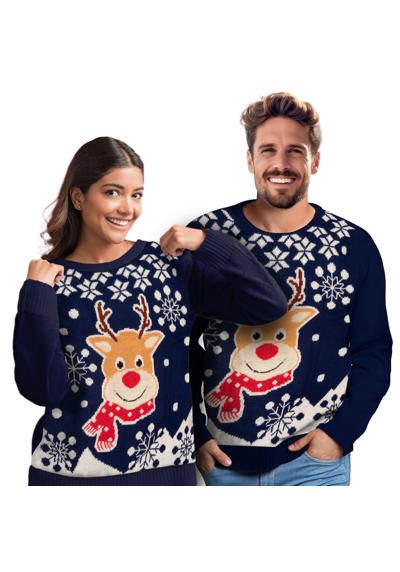 Рождественский свитер Зимний свитер - Уродливый северный олень Свитер унисекс синий