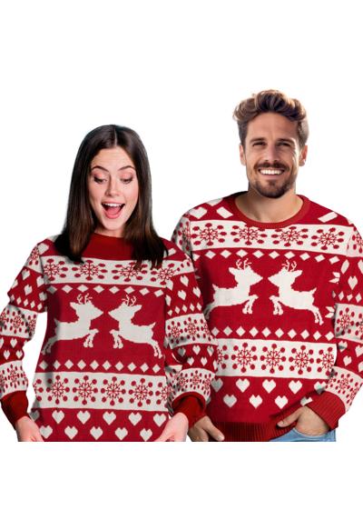 Рождественский свитер Зимний свитер - Reindeer Ugly Sweater Unisex Red