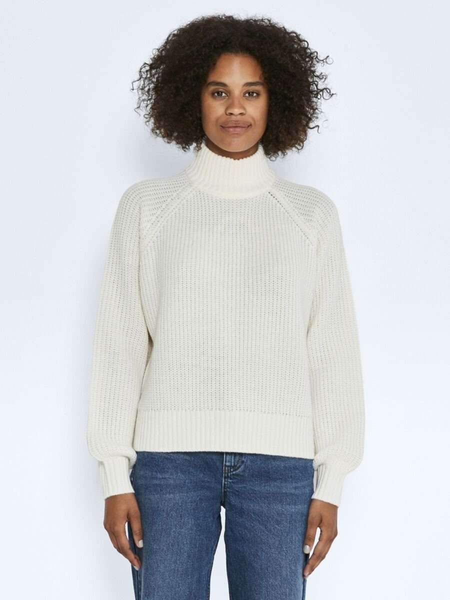Вязаный свитер с длинным рукавом воротник стойка вязаный свитер NMTIMMY (1 шт.) 4228 белого цвета