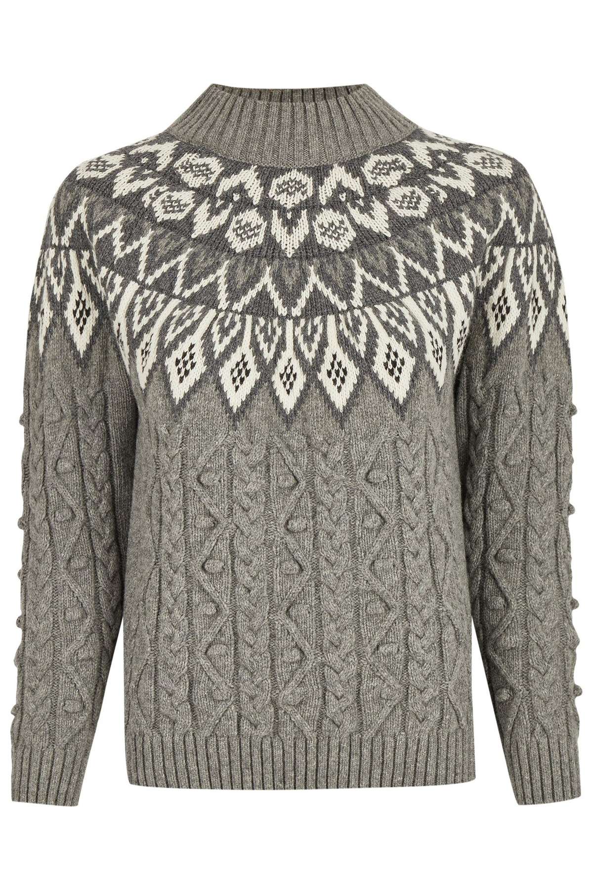 FELICITAS вязаный свитер FELICITAS серый свитер в изысканном норвежском стиле