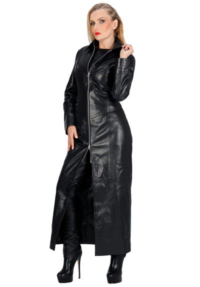 Кожаное пальто кожаное пальто Лара черное с корсажем сзади, мягкая наппа ягненка L