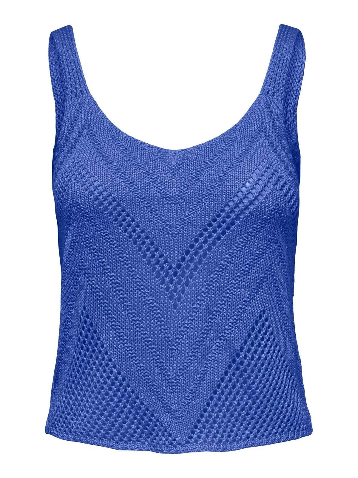 Рубашка Структурированный вязаный топ Майка без рукавов Рубашка JDYSUN 4912 синего цвета-2