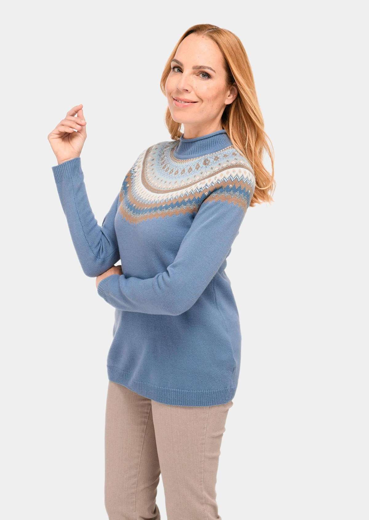 Вязаный свитер Норвежский свитер из утепляющей натуральной шерсти
