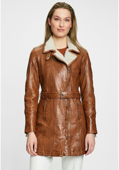 Кожаная куртка GWTamala натуральная кожа женская кожаное пальто наппа ягненка коньячный