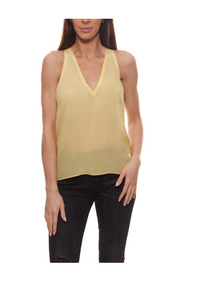Летняя рубашка-майка, неподвластный времени шелковый топ для женщин с широкими проймами, рубашка для отдыха желтого цвета
