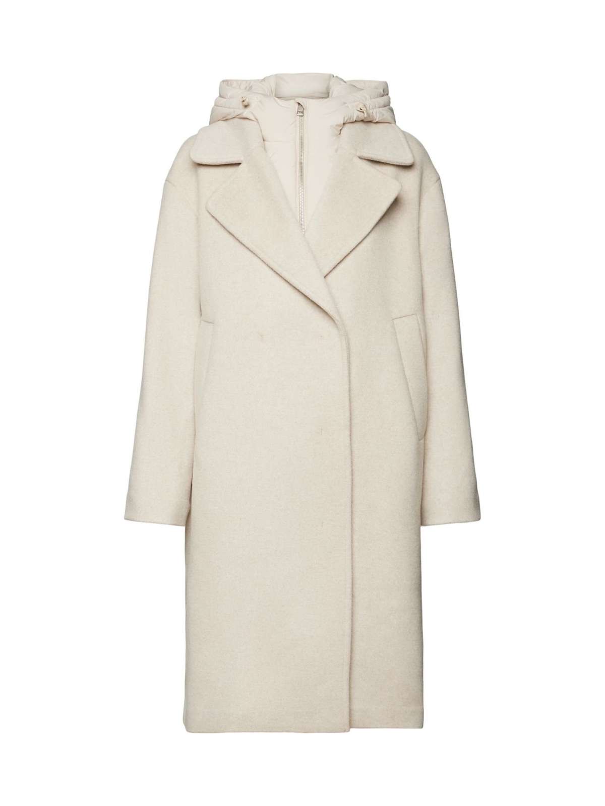 Шерстяное пальто Утепленное пальто из смесовой шерсти со съемным капюшоном