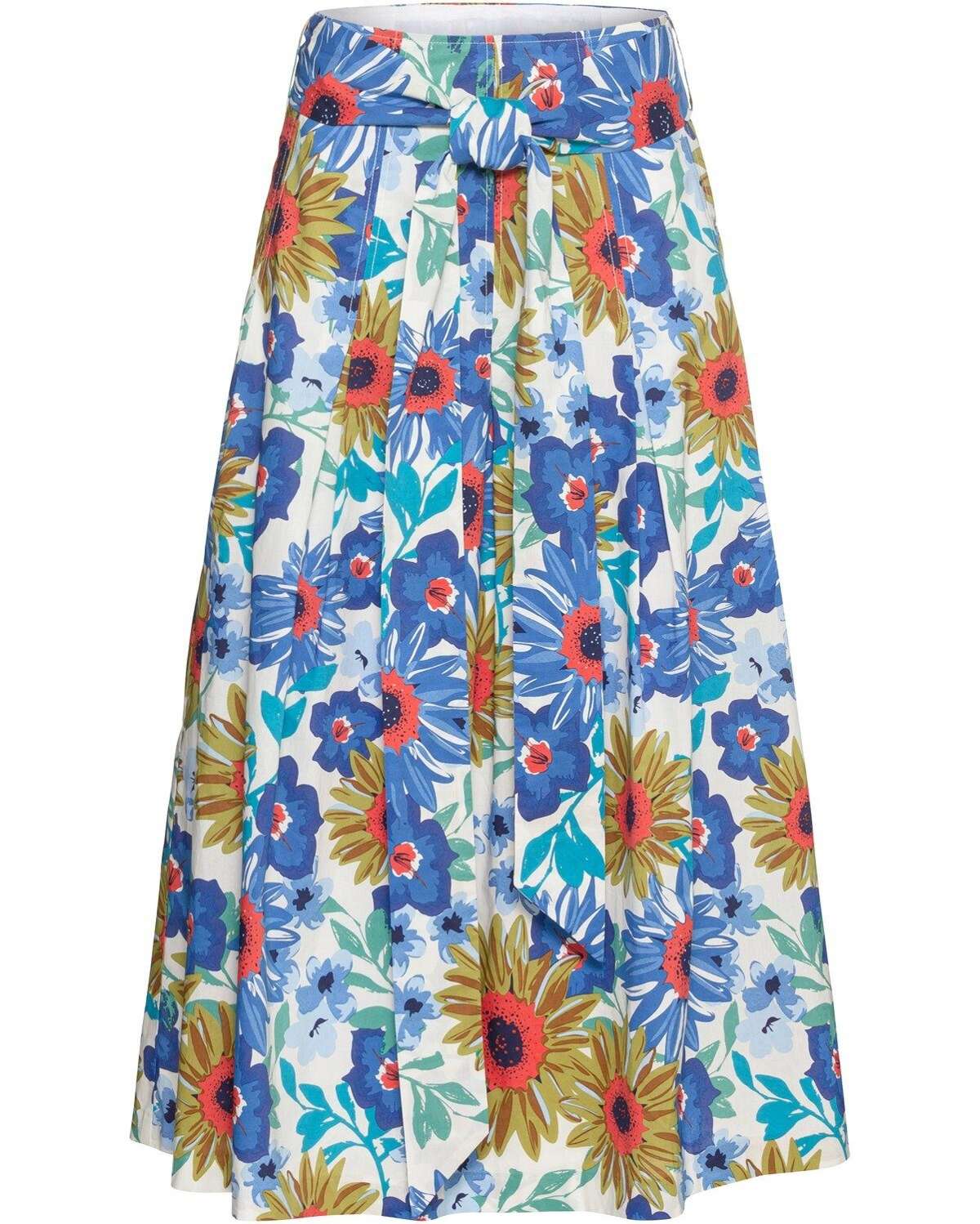Летняя юбка с цветочным принтом и поясом