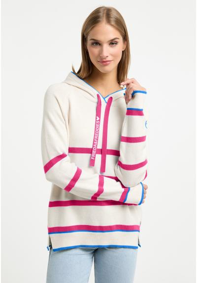 Вязаный свитер с капюшоном с нежными цветными деталями