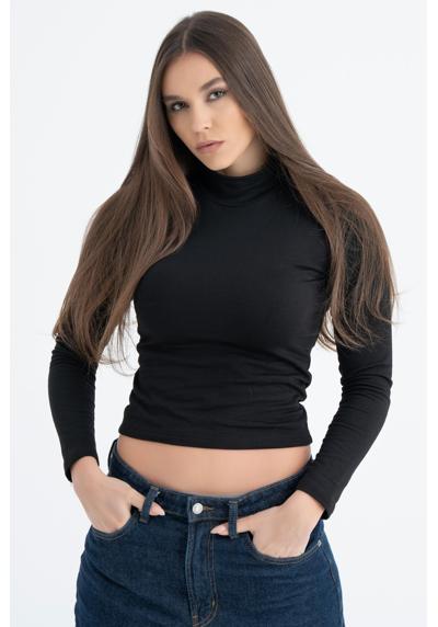 Укороченный топ женская рубашка с длинным рукавом и полуворотником
