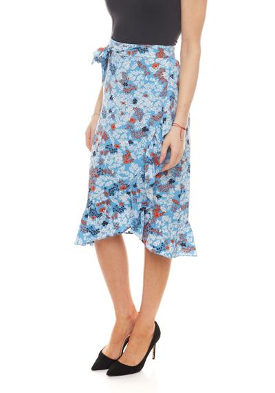 Юбка с воланами, юбка с воланами, женская юбка с цветочным бантом и запахом, юбка для отдыха синяя