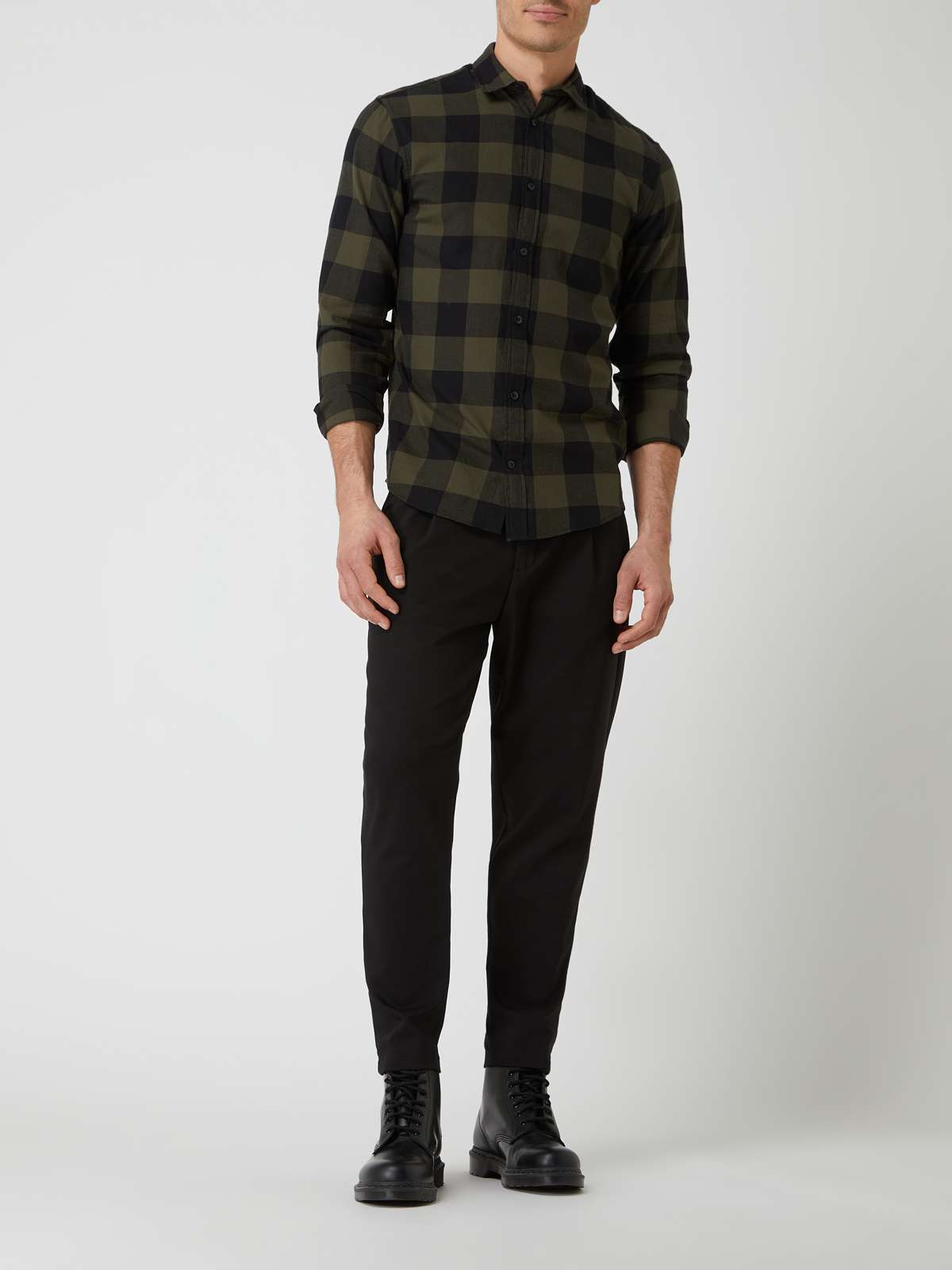 Повседневная рубашка обычного кроя из твила Gingham