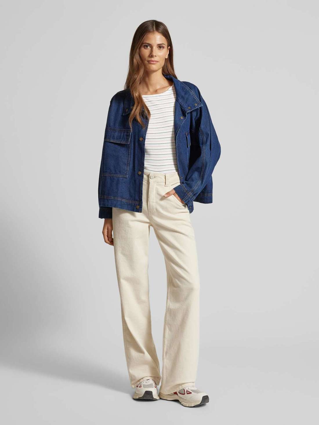 Рубашка стандартного кроя с длинными рукавами из хлопка и полосатого рисунка