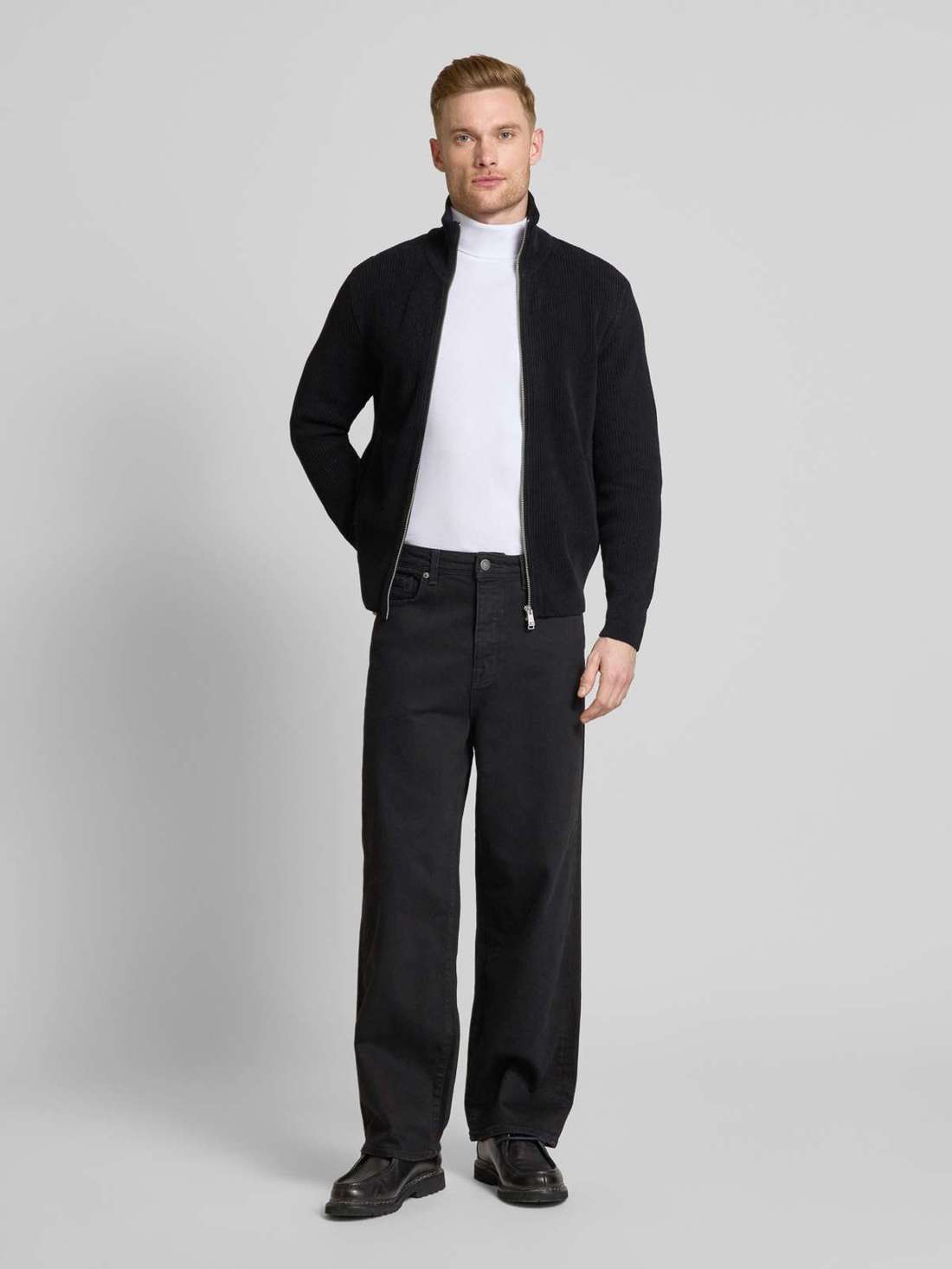 Кардиган обычного кроя из органического хлопка в рубчик