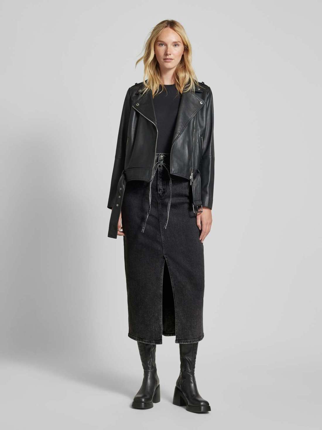 Джинсовая юбка со складками-коробками Gatje