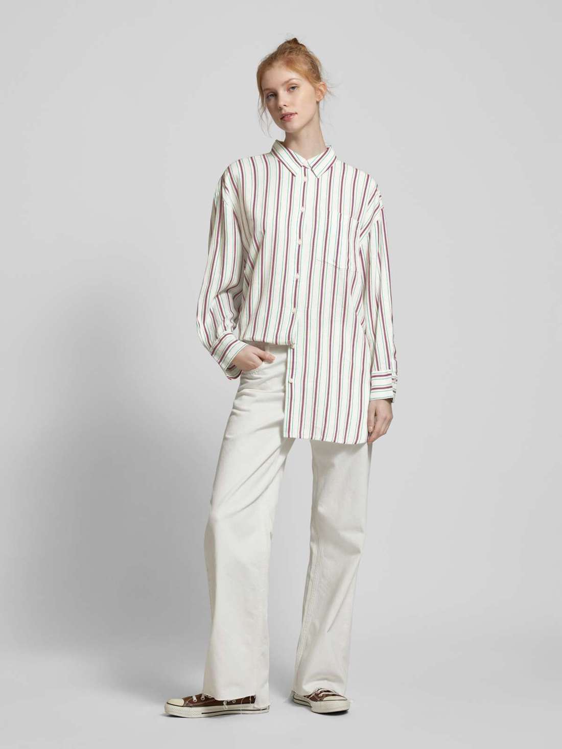 Блузка-рубашка удлиненной длины