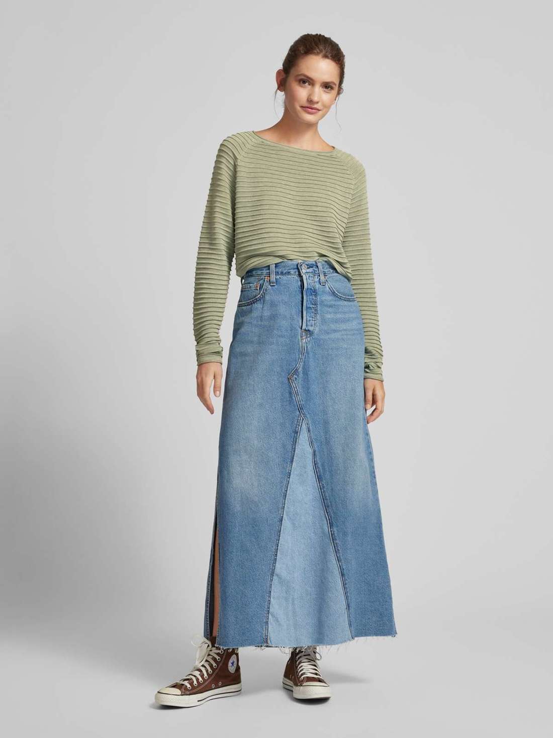 Рубашка с длинными рукавами и круглым вырезом