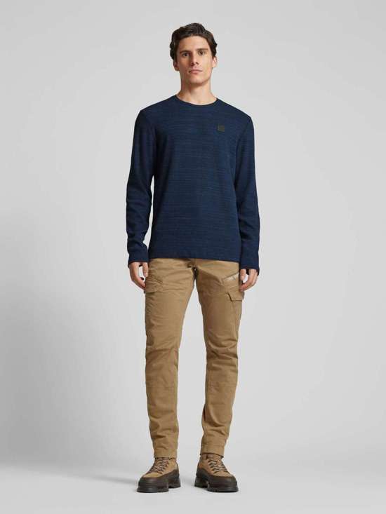 Рубашка с длинными рукавами и круглым вырезом в рубчик