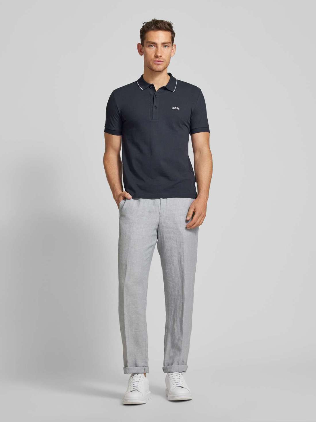 Рубашка-поло стандартного кроя с отстрочкой-лейблом Paule