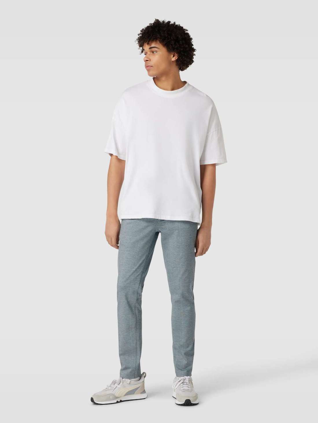 Брюки узкого кроя из ткани с рисунком в клетку MARK