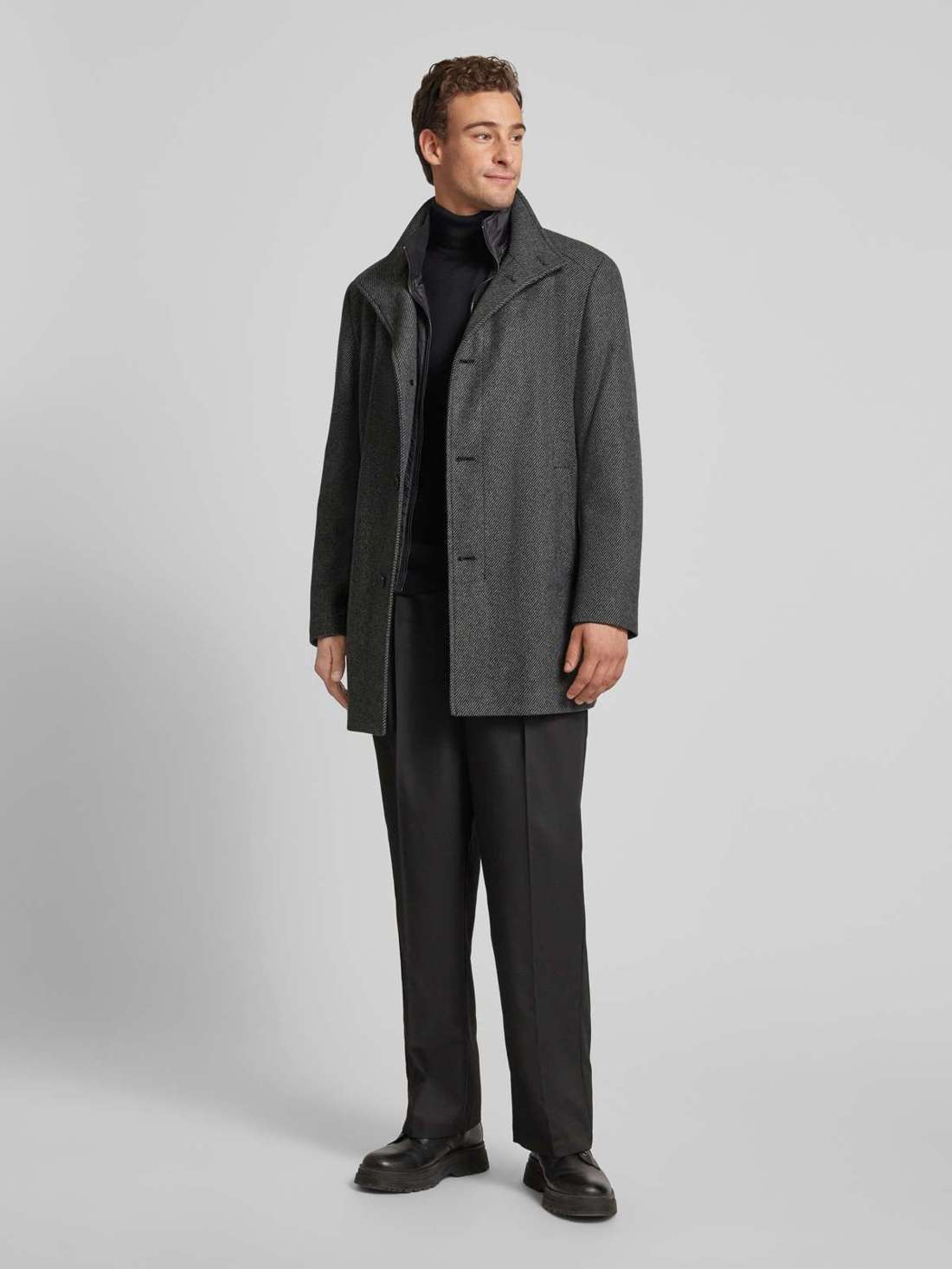 Короткое пальто из смесовой шерсти Lana с воротником стойкой