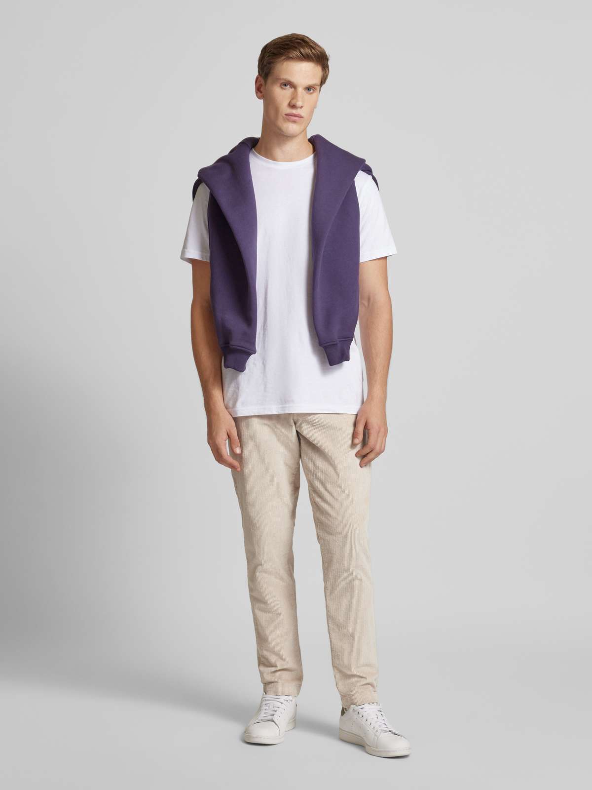 Вельветовые брюки зауженного кроя с боковыми карманами CORDUROY