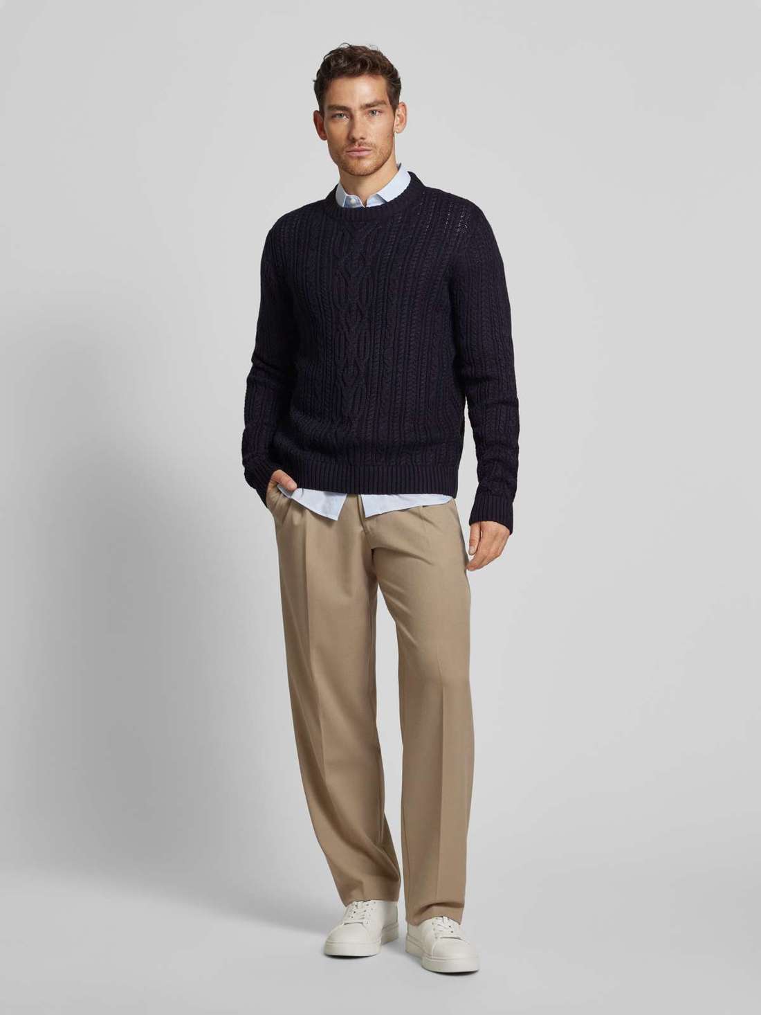 Вязаный свитер с ребристыми манжетами BLUDIOGO