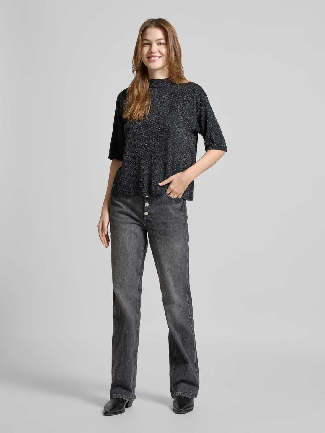 Блузка-рубашка оверсайз с эффектной пряжей Aellie