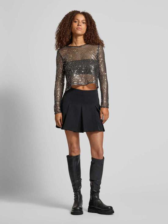 Двусторонний кроп-топ приталенного кроя с пайетками RISSI