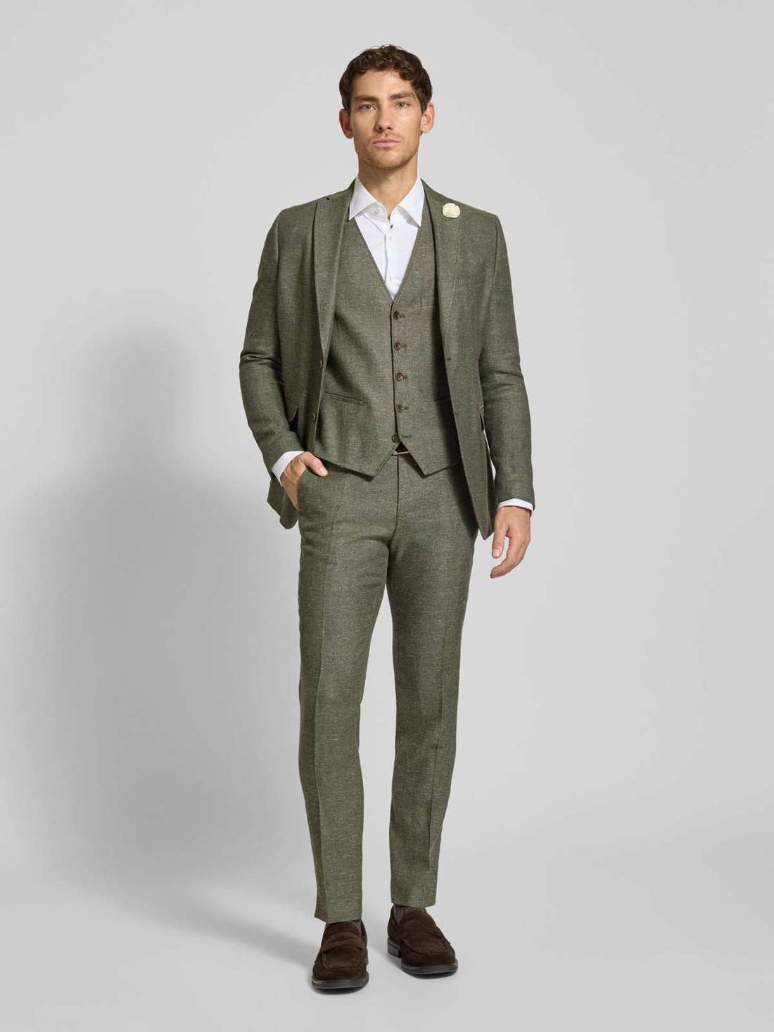 Костюмные брюки из смесового льна с содержанием шерсти Paco