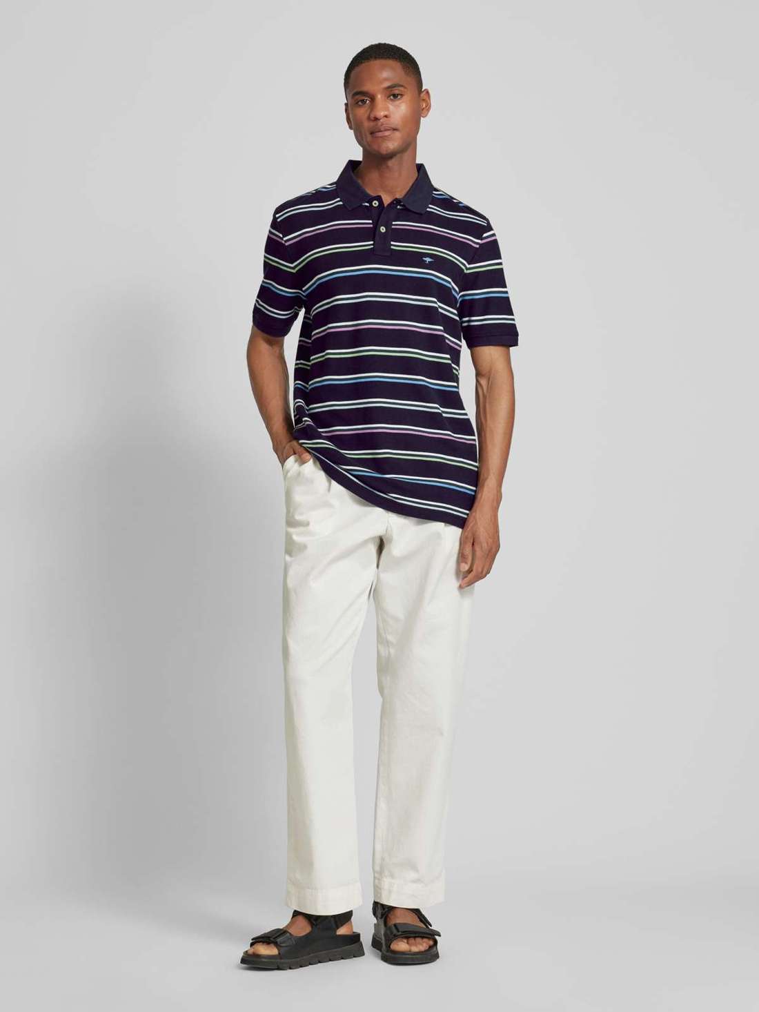 Рубашка-поло обычного кроя с полосатым узором