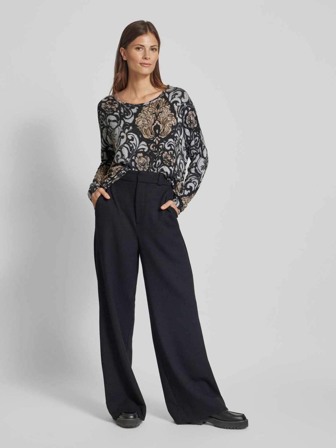 Рубашка с длинными рукавами из смесовой вискозы и круглым вырезом BIARA