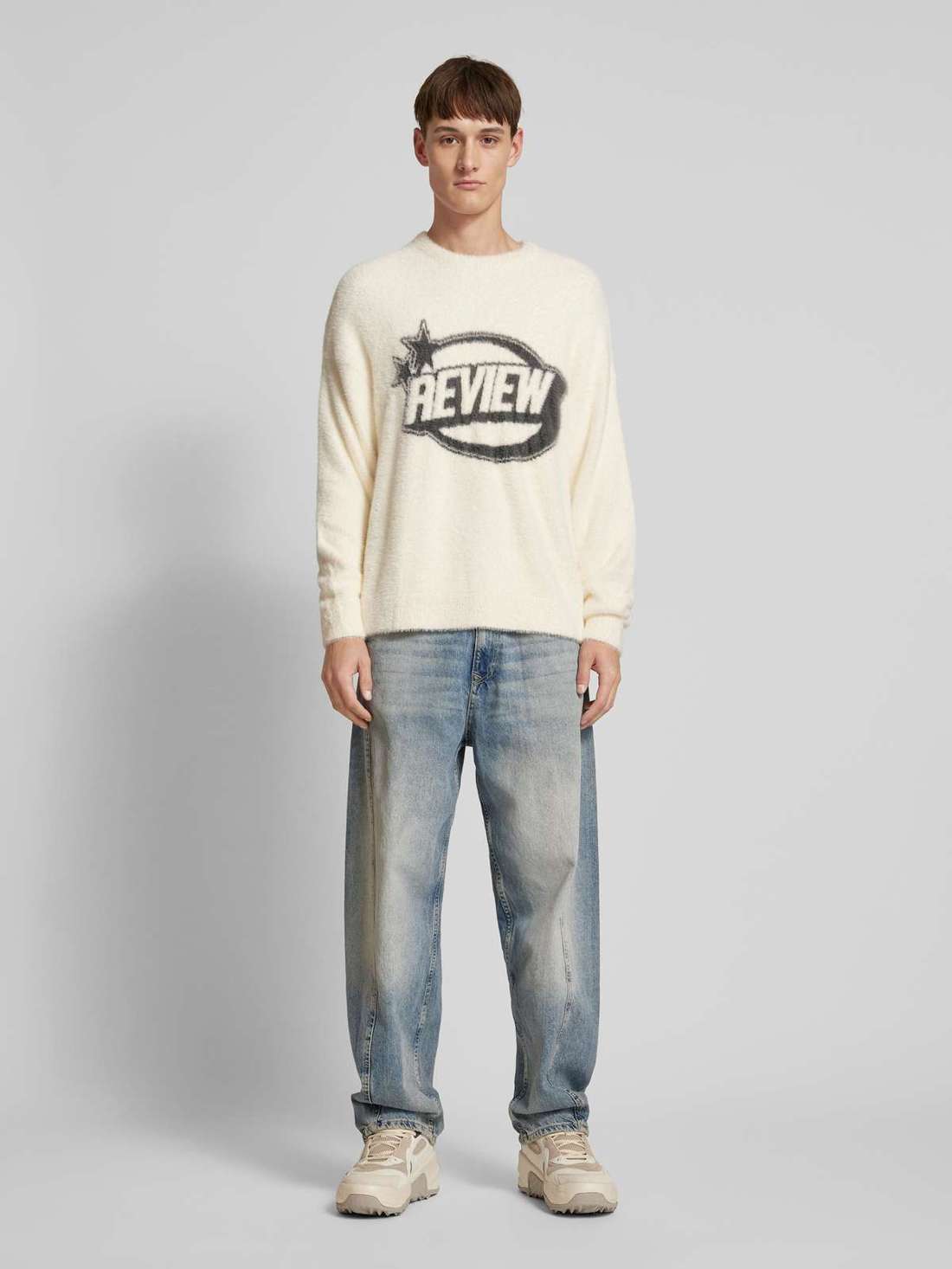 Вязаный свитер с имитацией искусственного меха