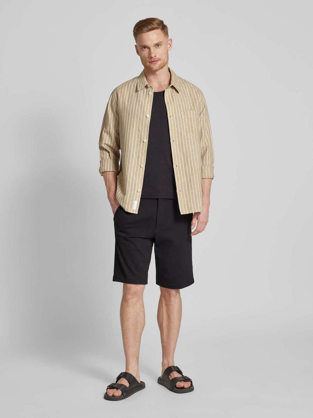 Повседневная рубашка обычного кроя с полосатым узором Casual