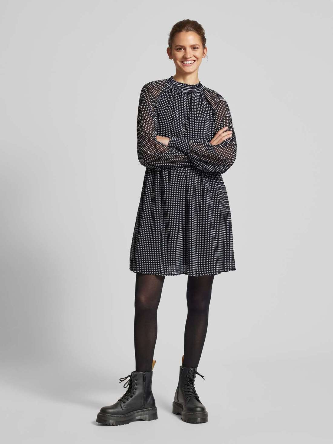 Приталенное мини-платье с ребристым воротником-стойкой NEW ISABELLA