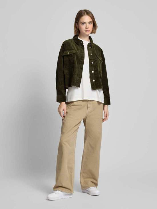 Вельветовая блузка свободного кроя с нагрудными карманами с клапанами MARINA