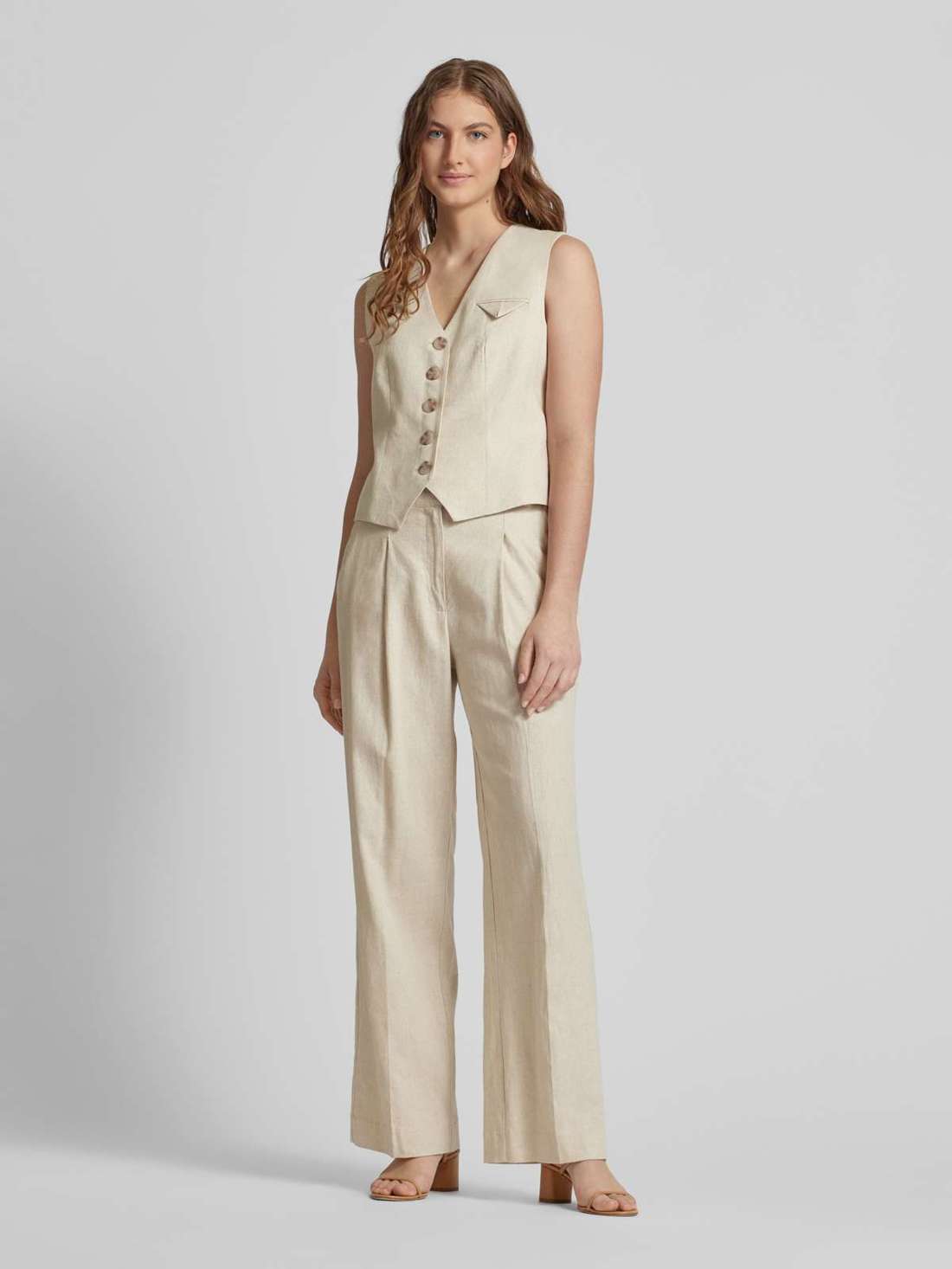 Широкие льняные брюки со складками Cristiana