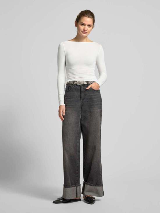 Лонгслив из смесовой вискозы с воротником стойкой