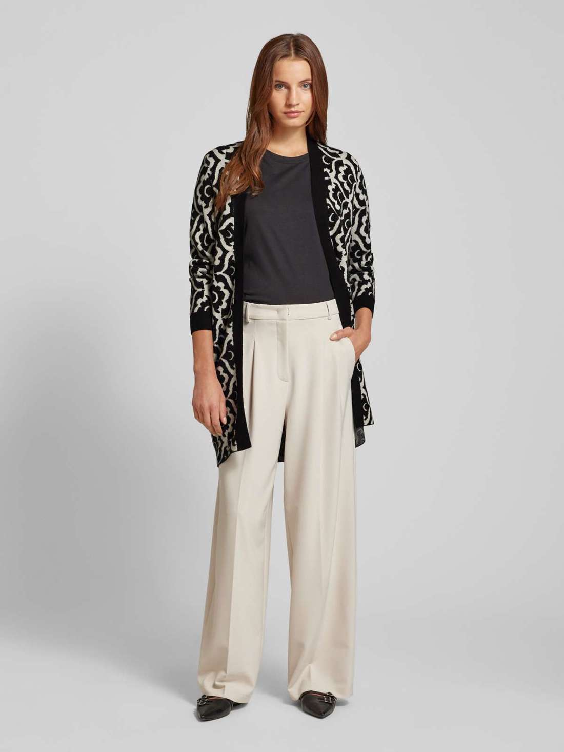 Кардиган свободного кроя с двухцветным узором NANCY