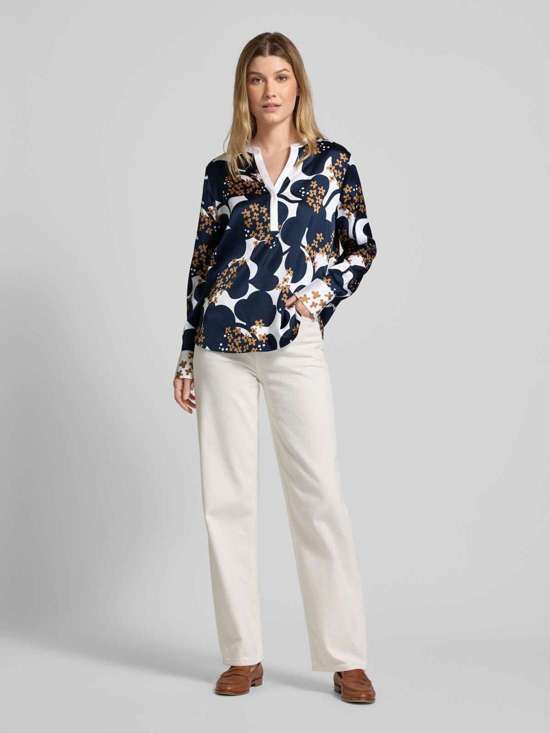 Блузка из смеси шелка и эластана с воротником-туникой