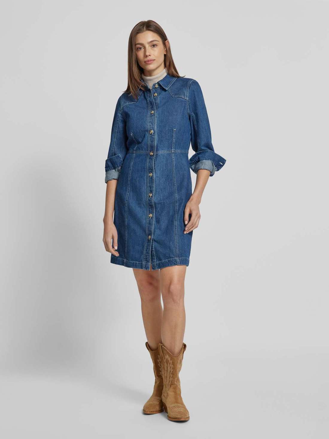 Джинсовое платье длиной до колена с отложным воротником Dielle Emma