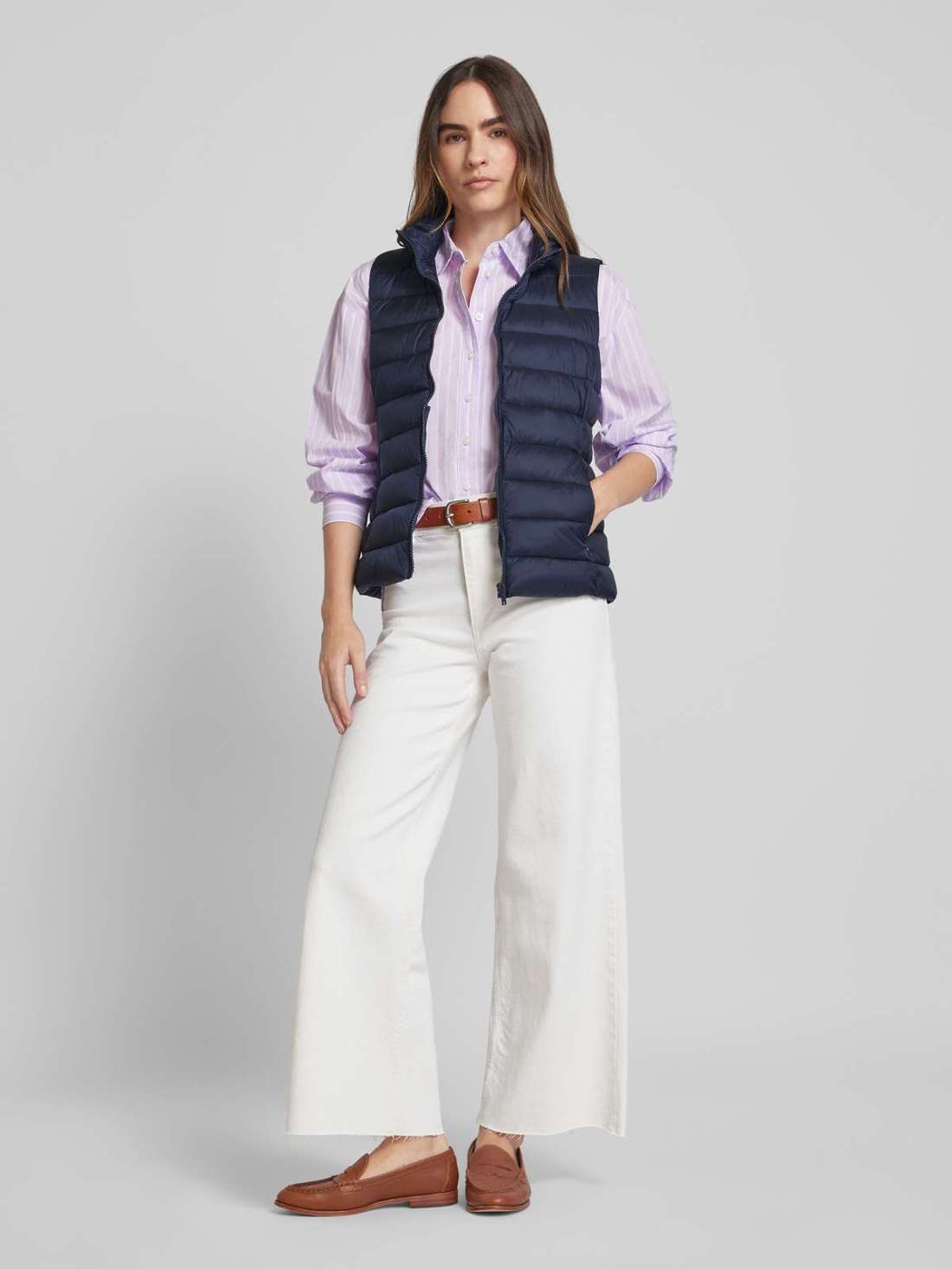 Стеганый жилет с воротником стойкой