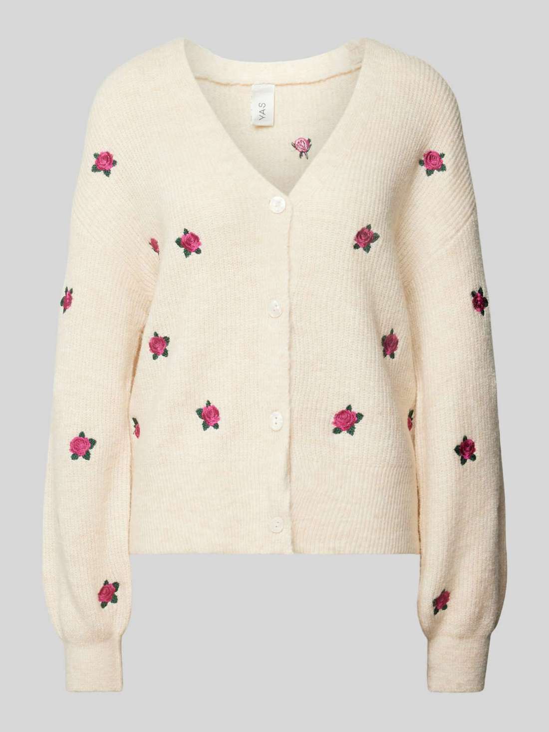 Кардиган с планкой на пуговицах и содержанием шерсти FLEUR