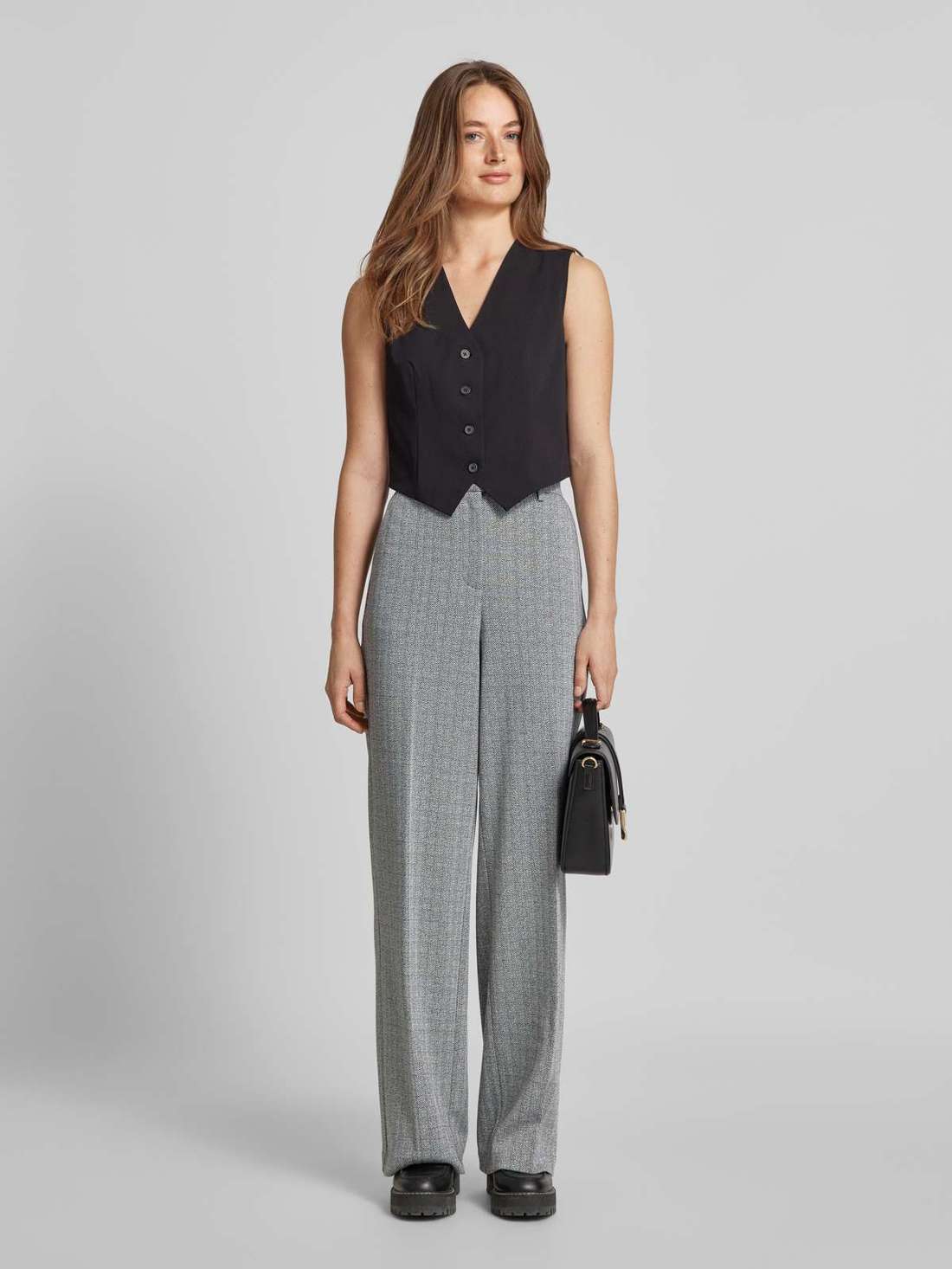 Костюмные брюки свободного кроя с узором «елочка» SILVA