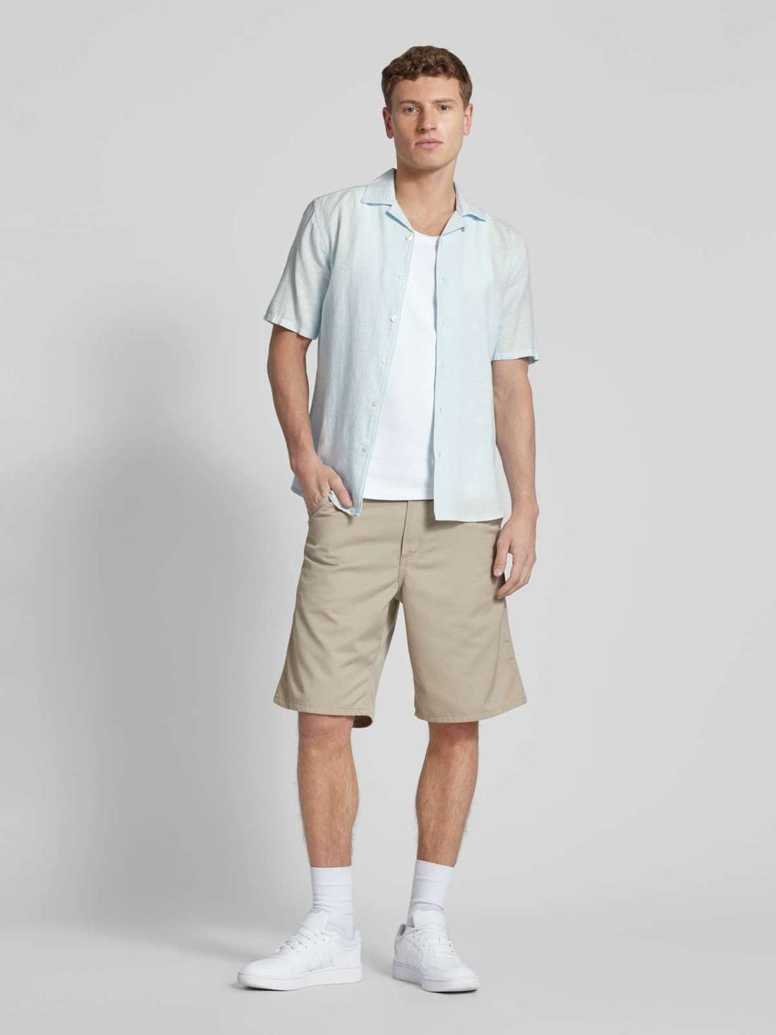 Льняная рубашка приталенного кроя с рукавом 1/2 CAIDEN