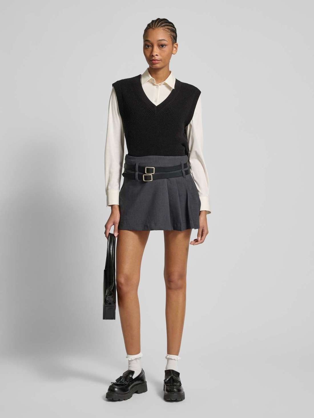 Мини-юбка из смесовой вискозы со складками-коробками Lucca