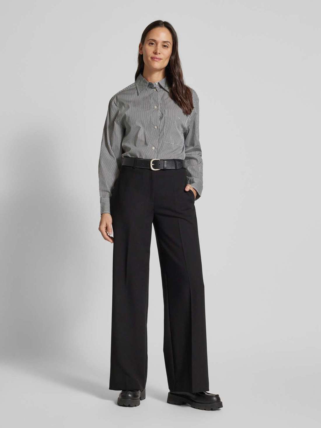 Рубашка свободного кроя из чистого хлопка с полосатым рисунком