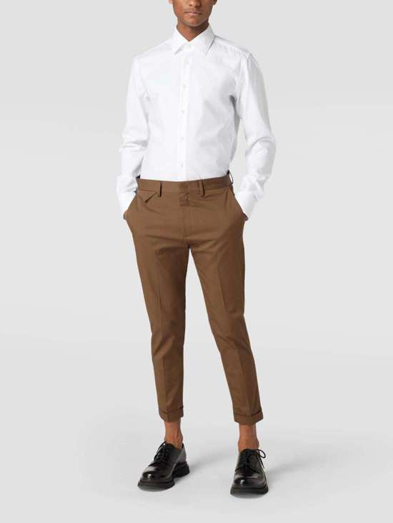 Деловая рубашка приталенного кроя из твила с удлиненными рукавами