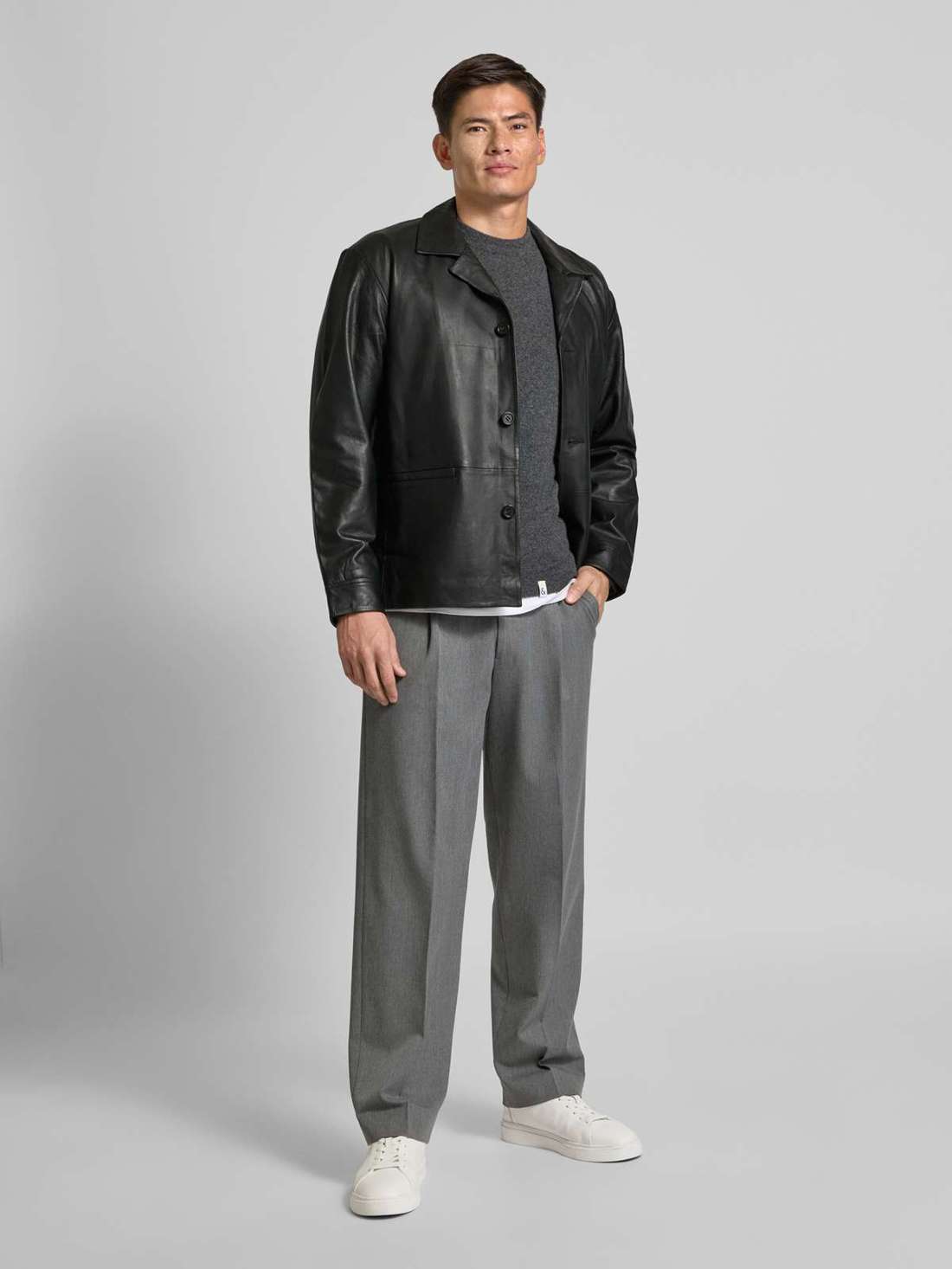 Кожаная куртка с курортным воротником CARL