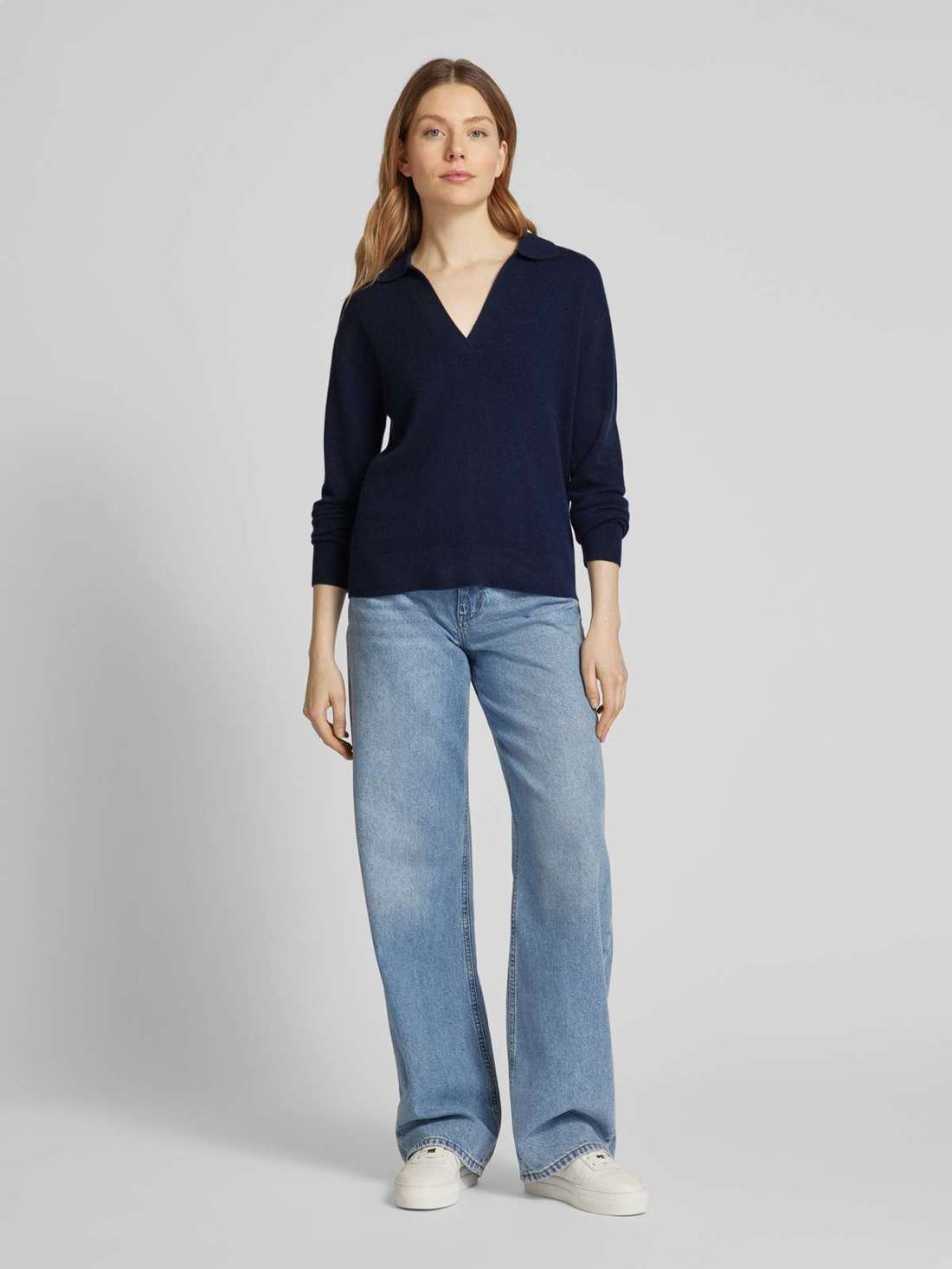 Кашемировый свитер с отложным воротником