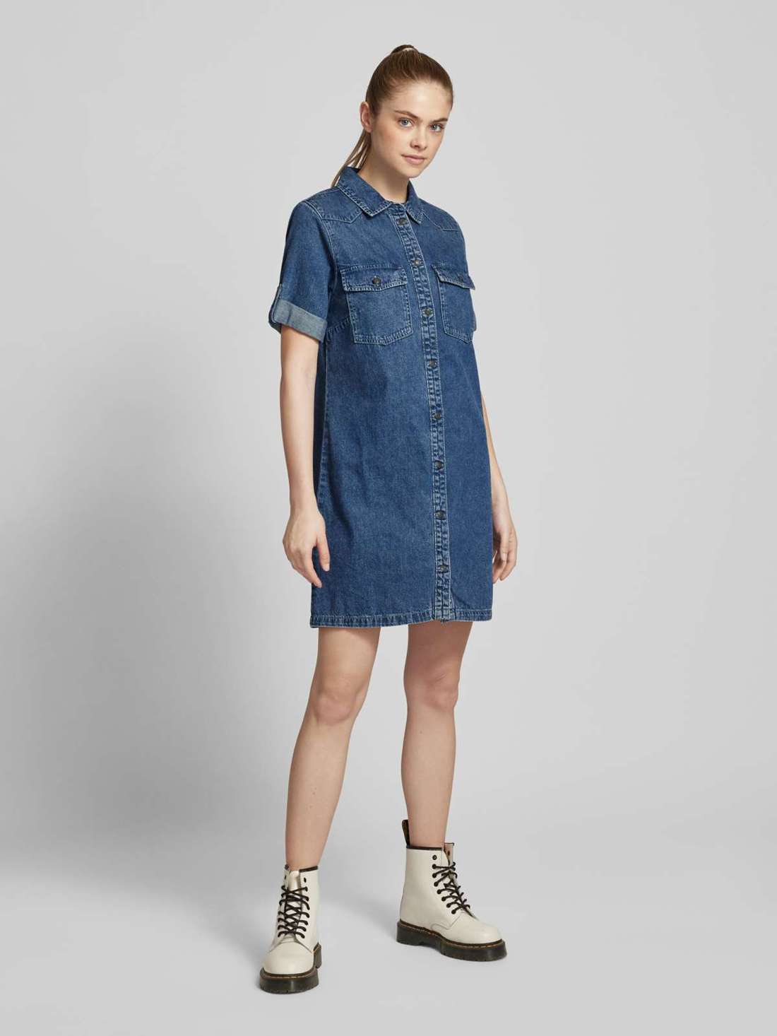 Джинсовое платье с нагрудными карманами с клапанами NEW SIGNE